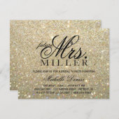 招待- Bridal Shower2金ゴールドのグリッターの未来の夫人 招待状 (正面/裏面)