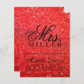 招待- LitのBridal赤いGlitすてきな未来の夫人 招待状 (正面/裏面)