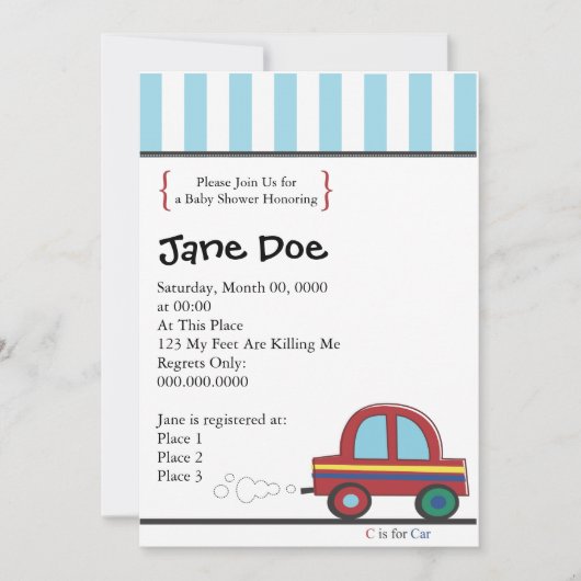 招待Car.aiは、ベビーシャワーのための私達を結合します 招待状 (正面)