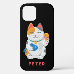 招日本のき猫ホワイトキャット幸運のシンボル iPhone 12ケース