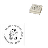 招日本のき猫ラウンドアドレス4 ラバースタンプ (押印)