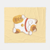 招日本のき猫福 フリースブランケット (正面(横))