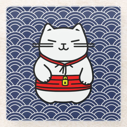 招日本のき猫 ガラスコースター (正面)