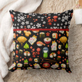 招日本のき猫・箸・寿司 クッション (ブランケット)