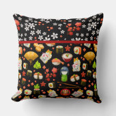 招日本のき猫・箸・寿司 クッション (正面)