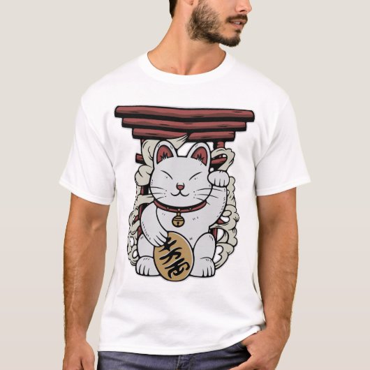 招日本のき猫 Tシャツ (正面)