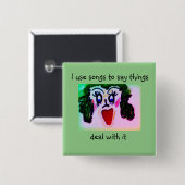 拡声女性の漫画は歌を使って物事を言う 缶バッジ (正面&裏面)