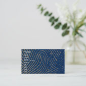 拡大される青い指紋 名刺 (スタンド正面)