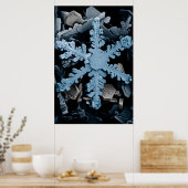 拡大した六角デンドライトのスノーフレーク ポスター (キッチン)