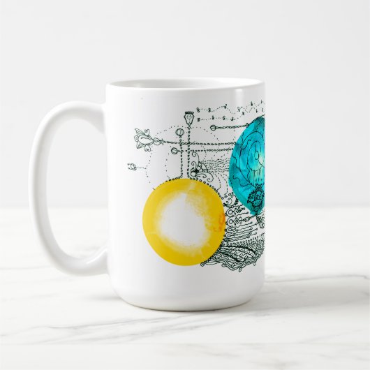 拡大する宇宙は無限の期待を持カラフルつ コーヒーマグカップ (左)