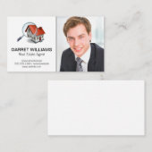 拡大鏡のホームロゴ | 笑顔のビジネスマン 名刺 (正面/裏面)