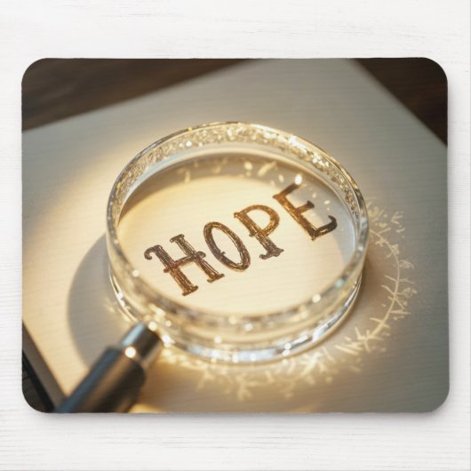 拡大鏡の下で希望を持つ マウスパッド (正面)