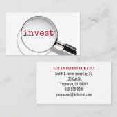 拡大鏡の下に文字を投資する 名刺 (正面/裏面)