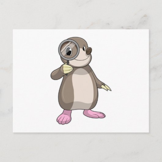 拡大鏡を持ったモグラ ポストカード (正面)