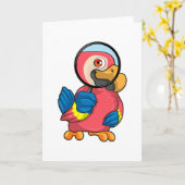 拡大鏡を持つパラダイスバード カード (黄色い花)