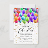 拡張現実ARを持つバルーン誕生日 招待状 (正面)