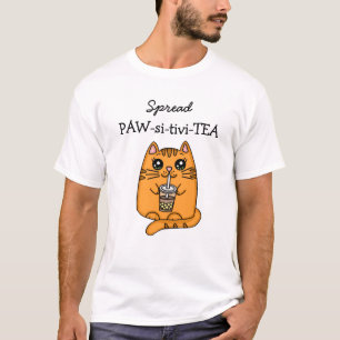 拡散陽性 かわいい猫とバブルティーパン Tシャツ