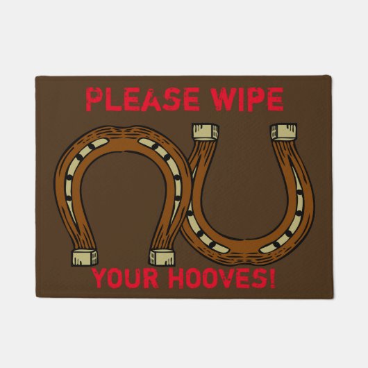 "拭いて下さいあなたのひづめ"を ドアマット (正面)