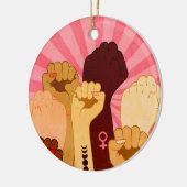 拳を上げた女性手 セラミックオーナメント (左)