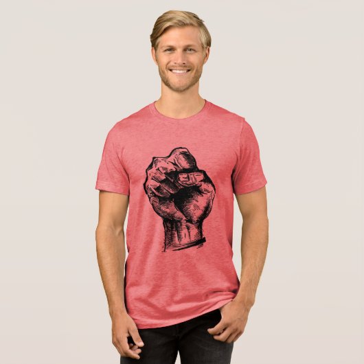 拳を上げてヴィンテージを強化 トライブレンドTシャツ (正面全面)
