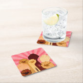 拳を挙げた女性の手 スクエアペーパーコースター (インサイチュ)