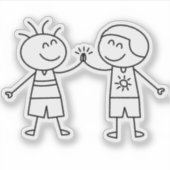 拳を突き合わせてハイタッチ 平和 幸せ 愛 シール (正面)