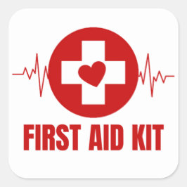 拳エイドキットの四角いステッカー スクエアシール