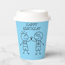 拳バンプハッピーバースデーブルー 紙コップ