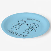 拳バンプハッピーバースデー青 ペーパープレート (アングル)