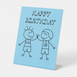 拳バンプハッピーバースデー青 台座サイン