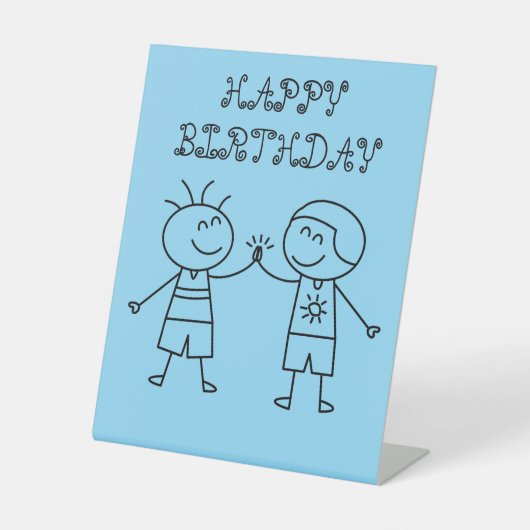 拳バンプハッピーバースデー青 台座サイン (正面)