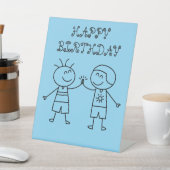 拳バンプハッピーバースデー青 台座サイン (インサイチュ)