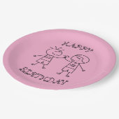 拳バンプピンクハッピーバースデー ペーパープレート (アングル)