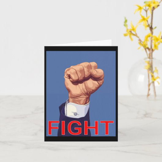 拳。ケンカする カード (黄色い花)