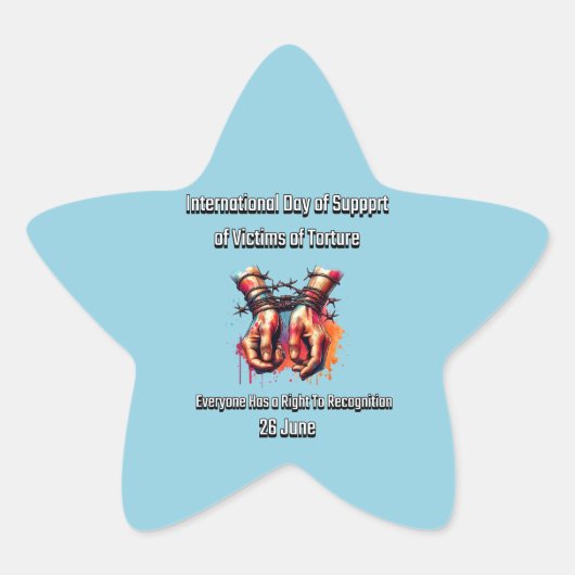 拷問国際的被害者を支援する日。 星シール (正面)