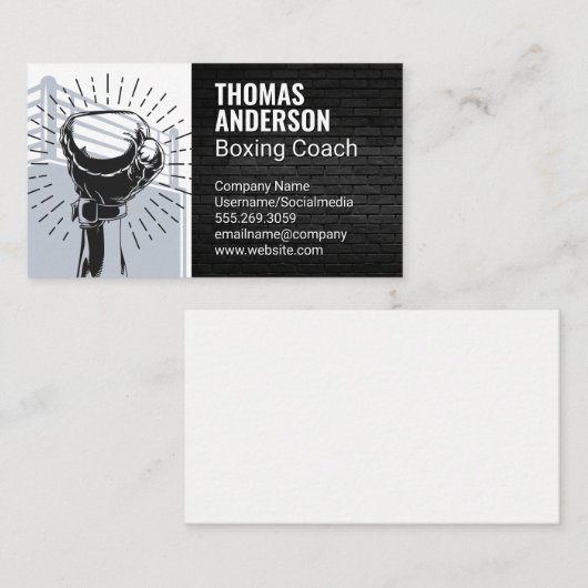 持ち上げ手ボクシング手袋 | ボクシングリングや輪 名刺 (正面/裏面)
