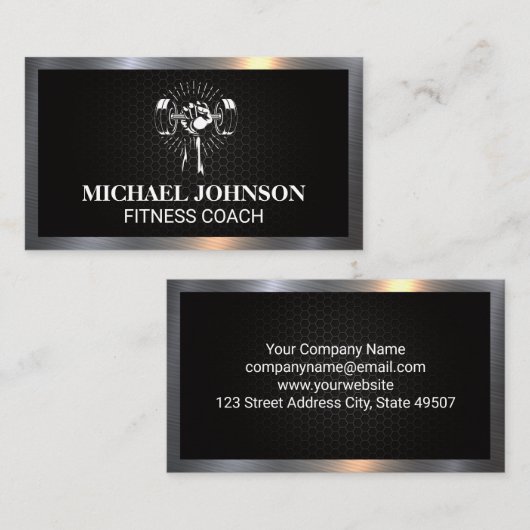 持ち上げ重量 | フィットネス | 金属縁ど 名刺 (正面/裏面)