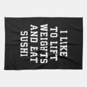 持ち上げ重食べり寿司 – Carbsおもしろいノベルティ キッチンタオル (横)