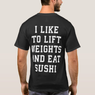 持ち上げ重食べり寿司 – Carbsおもしろいノベルティ Tシャツ