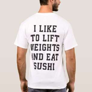 持ち上げ重食べり寿司 – Carbsおもしろいノベルティ Tシャツ