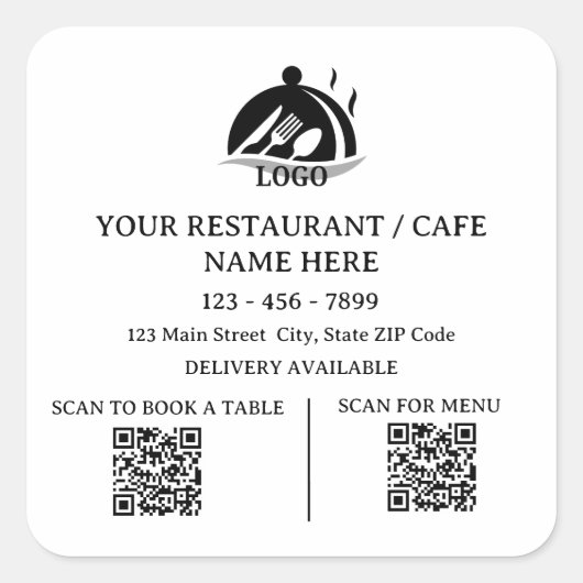 持ち帰り・配達用バッグシールステッカー（ＱＲコード付き） スクエアシール (正面)