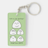持ち運べるおにぎり顔5つ（両面:ピンク・グリーン） キーホルダー (裏面)