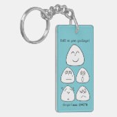 持ち運べるおにぎり顔5つ（両面:ブルー・グリーン） キーホルダー (正面左)