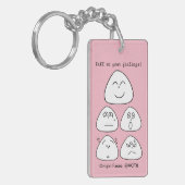 持ち運べるおにぎり顔5つ（両面:ブルー・ピンク） キーホルダー (正面左)