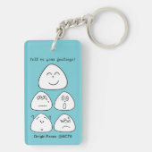 持ち運べるおにぎり顔5つ（両面:ブルー・ピンク） キーホルダー (裏面)