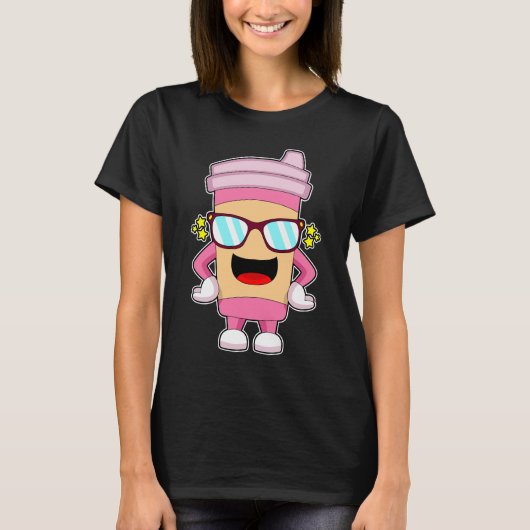 持ち運べるコーヒーとサングラス Tシャツ (正面)