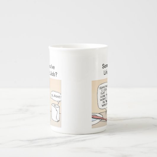 持っています悪い仕事のマグを考えて下さい ボーンチャイナマグカップ (正面)