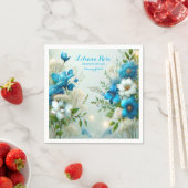 持っている&持っているフローラブルーブライダルシャワー スタンダードカクテルナプキン (インサイチュ)