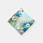 持っている&持っているフローラブルーブライダルシャワー スタンダードカクテルナプキン (角)