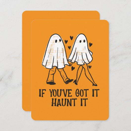 「持っていれば、取り憑いて」 - かわいい幽霊カップル シーズンカード (正面/裏面)